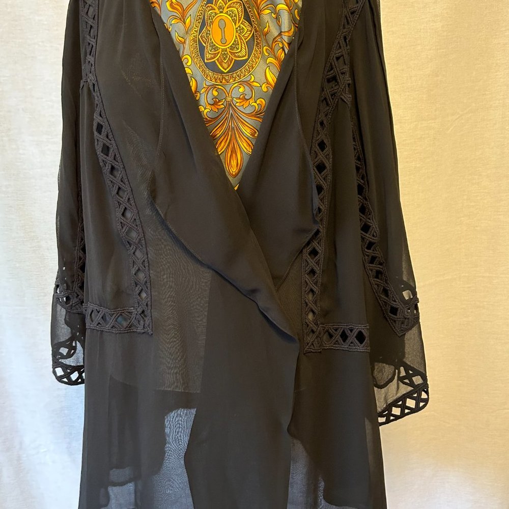 2X Sheer Black 2-Layer Jacket/Cover-Up (Scarf Not Included) - Picture 2 of 15